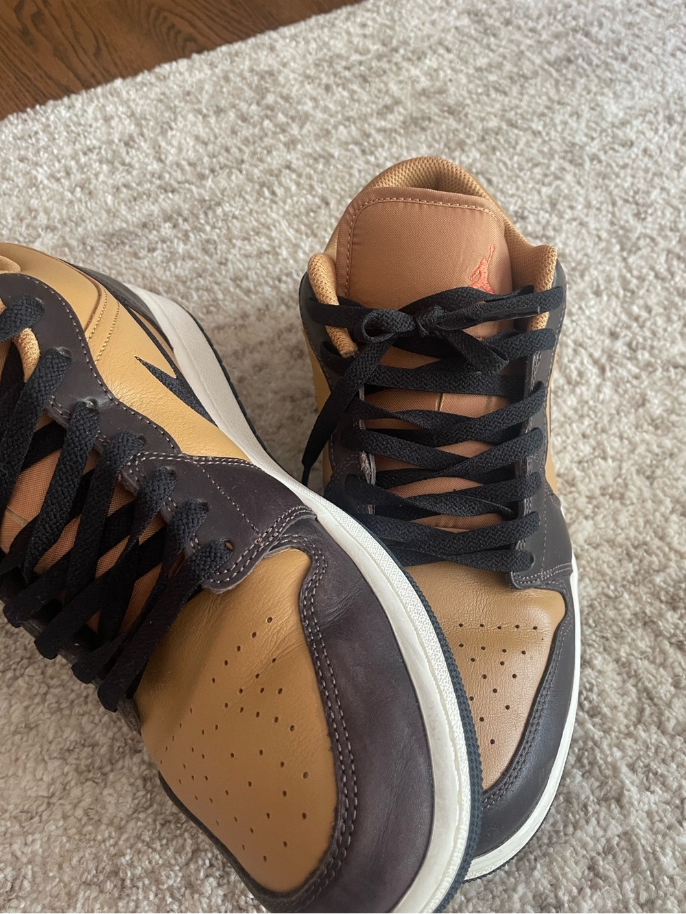 Jordan 1 low tops  Tan Leather Sneakers